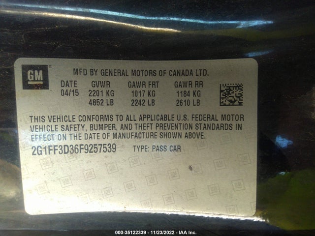 Chevrolet CAMARO LT 2015 2G1FF3D36F9257539 Image 11