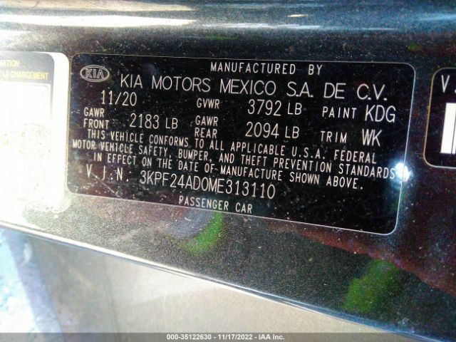 3KPF24AD0ME313110 KIA FORTE FE
