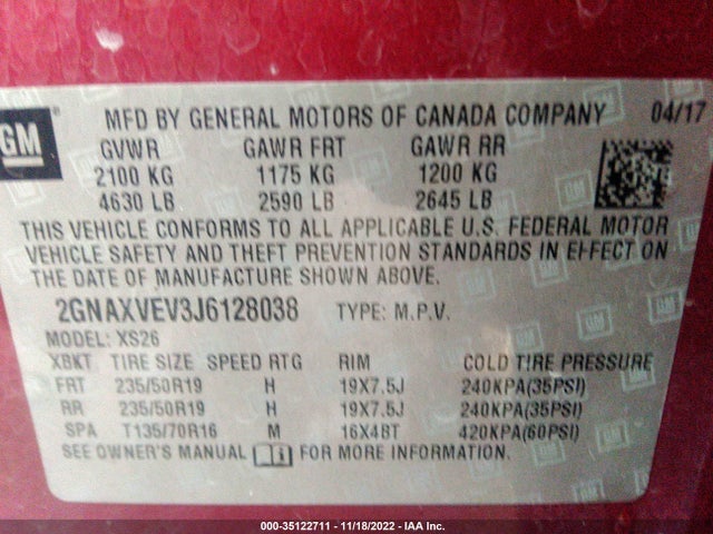 Chevrolet Equinox Premier 2018 2GNAXVEV3J6128038 Image 10