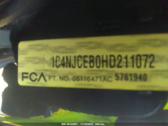 1C4NJCEB0HD211072 Jeep Compass High Altitude