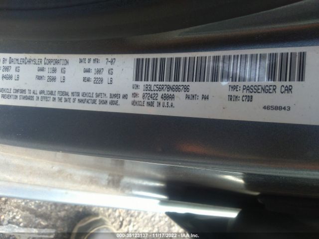 2008 DODGE AVENGER SXT VIN: 1B3LC56R78N686786