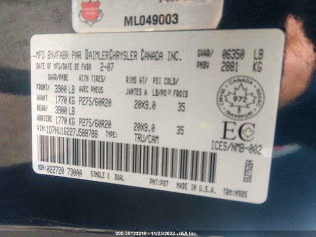 Dodge Ram 1500 Slt 2007 1D7HU16227J588788 Image 10