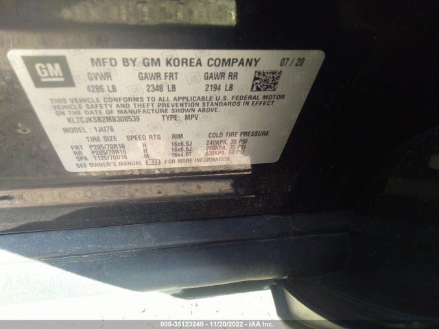 Chevrolet TRAX LS 2021 KL7CJKSB2MB308539 Image 9