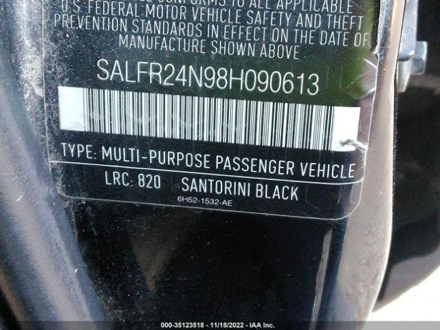 SALFR24N98H090613 Land Rover LR2 HSE