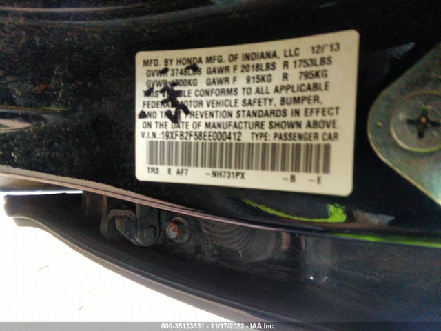 Honda Civic Sedan Lx 2014 19XFB2F58EE000412 Image 9