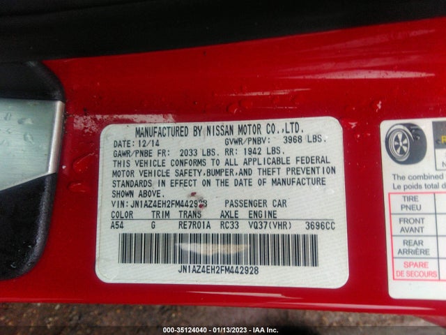 2015 Nissan Z, VIN: JN1AZ4EH2FM442928
