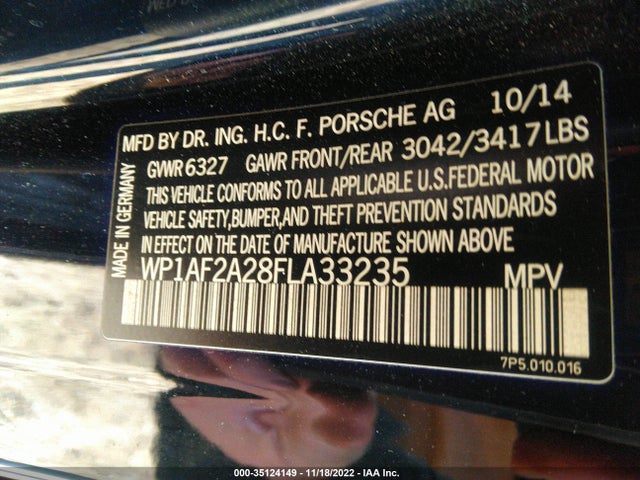 2015 Porsche Cayenne, VIN: WP1AF2A28FLA33235