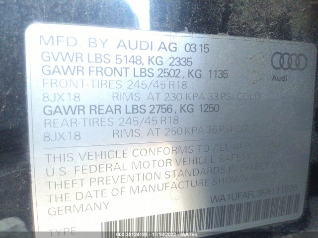 WA1UFAFL3FA111520 Audi Allroad Premium Plus