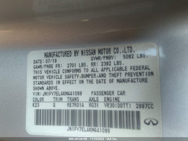 2019 Infiniti Q60, VIN: JN1FV7EL4KM441099