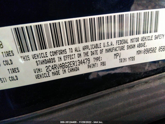 2014 VOLKSWAGEN ROUTAN SE W/RSE & NAVIGATION VIN: 2C4RVABG2ER134479