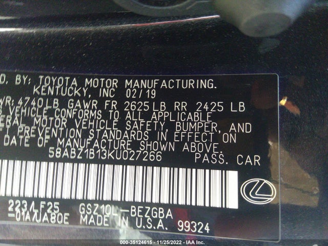 Lexus ES 2019 58ABZ1B13KU027266 Image 9