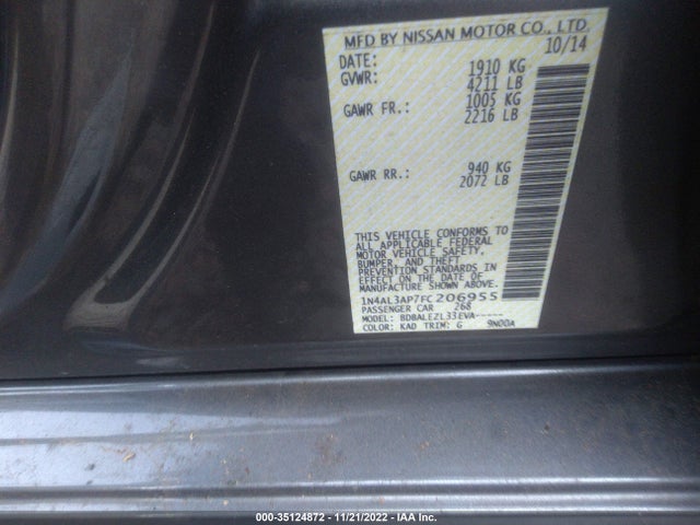 2015 Nissan Altima, VIN: 1N4AL3AP7FC206955