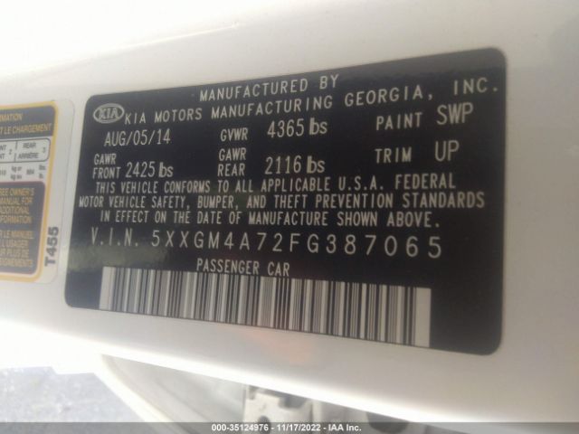 5XXGM4A72FG387065 KIA Optima Lx