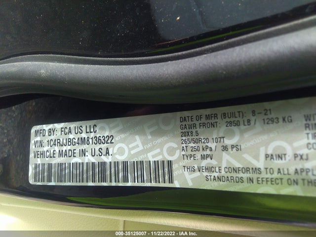 2021 Jeep Grand Cherokee, VIN: 1C4RJJBG4M8136322