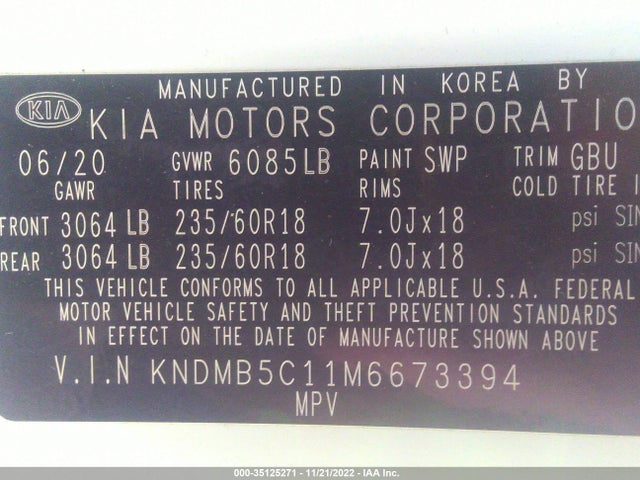 2021 Kia Sedona, VIN: KNDMB5C11M6673394