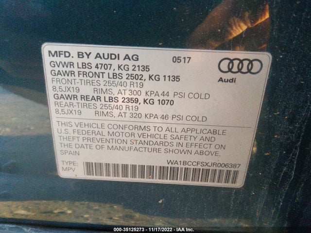 2018 Audi Q3, VIN: WA1BCCFSXJR006387