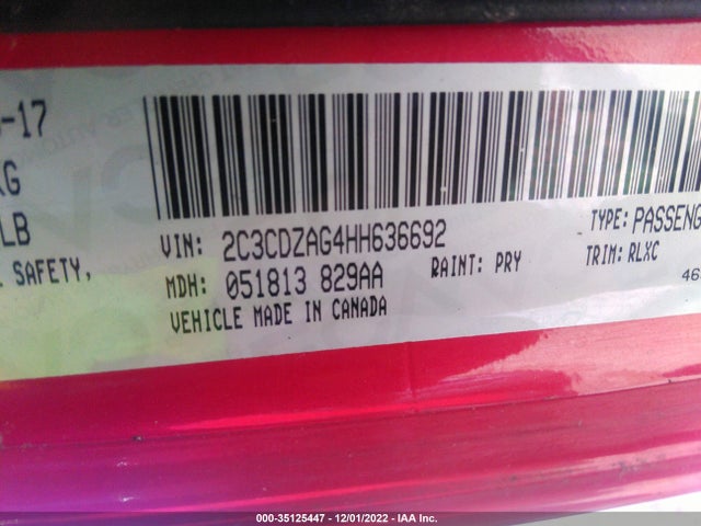 2017 Dodge Challenger, VIN: 2C3CDZAG4HH636692