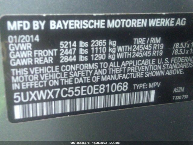 5UXWX7C55E0E81068 BMW X3 Xdrive35i
