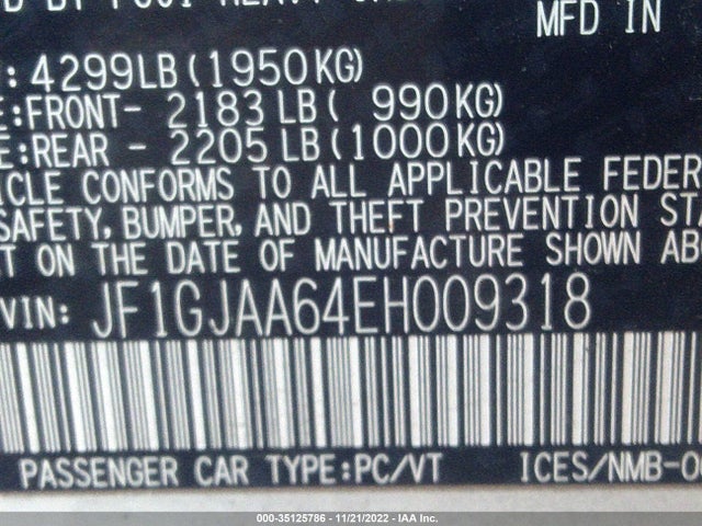 JF1GJAA64EH009318 Subaru IMPREZA SEDAN