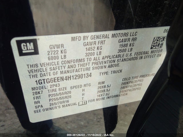 2017 GMC Canyon, VIN: 1GTG6EEN4H1290134