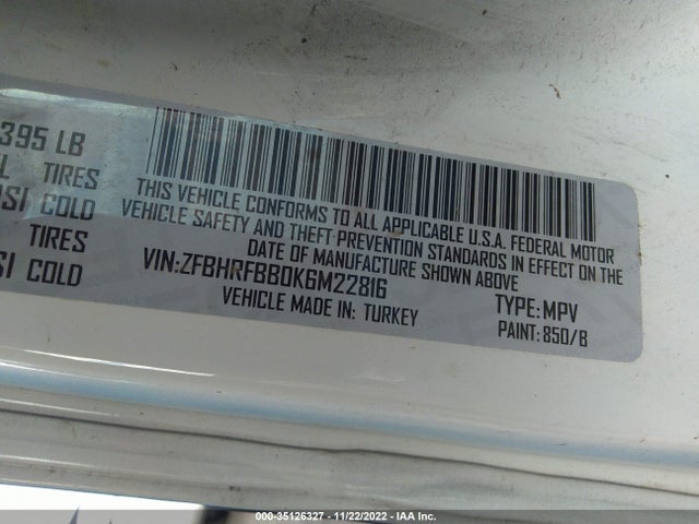 ZFBHRFBB0K6M22816 RAM Promaster City Tradesman Slt