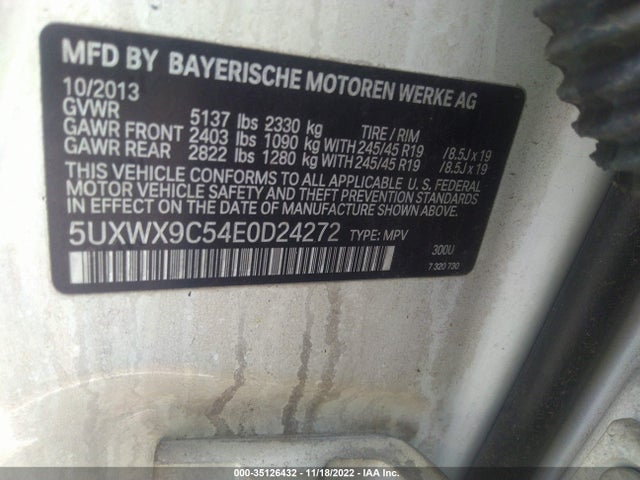 BMW X3 Xdrive28i 2014 5UXWX9C54E0D24272 Image 9