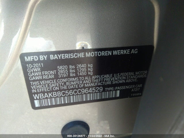 Aukcja sprzedaży 2012 Bmw 7 Series 750li, vin: WBAKB8C56CC964529, numer aukcji: 35126577