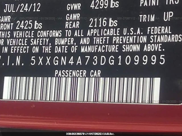 KIA OPTIMA EX 2013 5XXGN4A73DG109995 Image 9