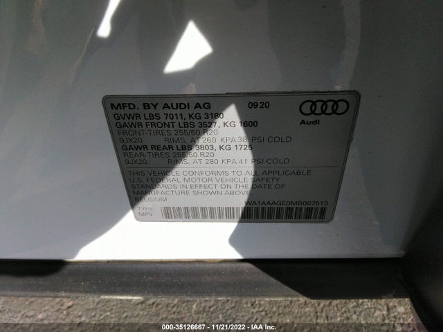 2021 Audi e-tron, VIN: WA1AAAGE0MB007513