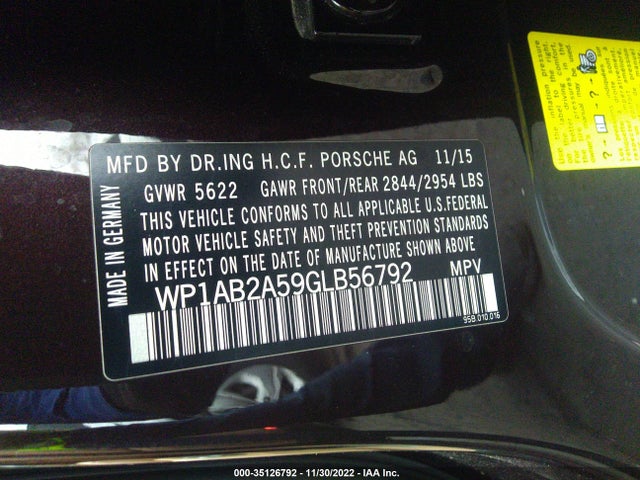 2016 Porsche Macan, VIN: WP1AB2A59GLB56792