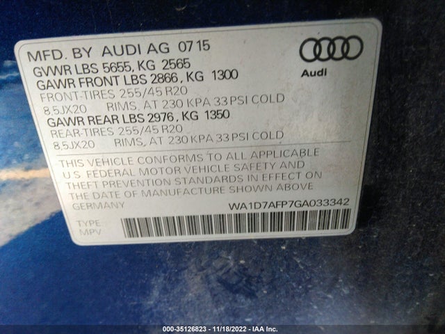 WA1D7AFP7GA033342 Audi Q5 Premium Plus