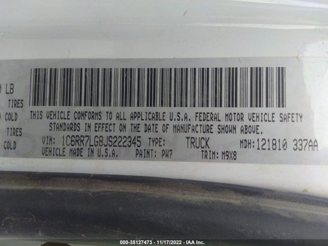 1C6RR7LG8JS222345 RAM 1500 Big Horn