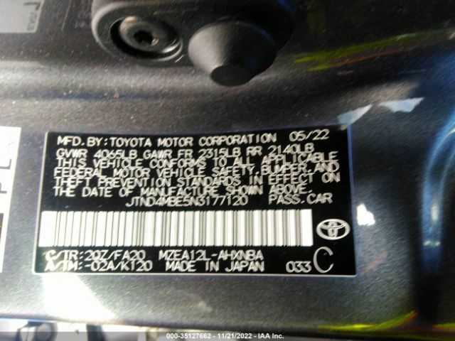 JTND4MBE5N3177120 Toyota COROLLA SE