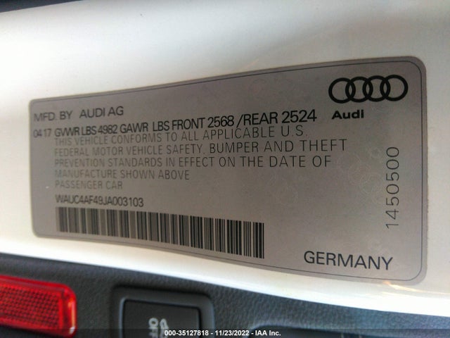 2018 Audi S4, VIN: WAUC4AF49JA003103