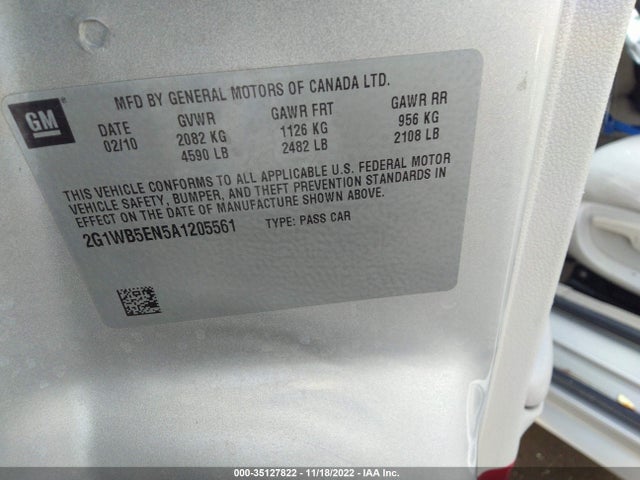 2010 CHEVROLET IMPALA LT VIN: 2G1WB5EN5A1205561