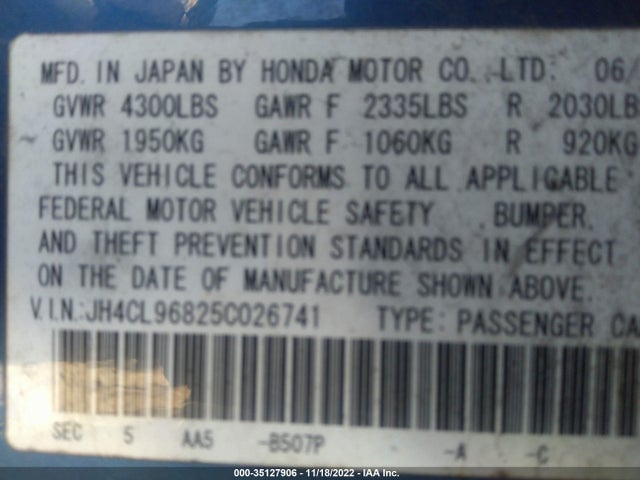 Acura TSX 2005 JH4CL96825C026741 Image 10