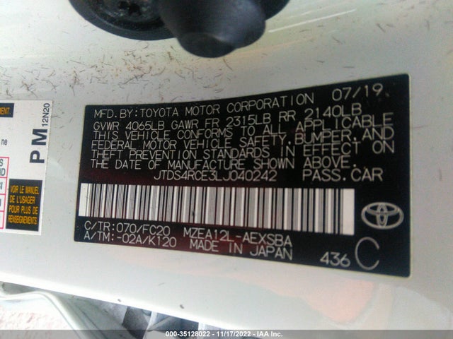 Toyota Corolla Se/nightshade 2020 JTDS4RCE3LJ040242 Image 10