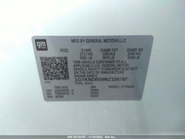 1GYKNDRS9NZ106787 Cadillac Xt5 Awd Premium Luxury