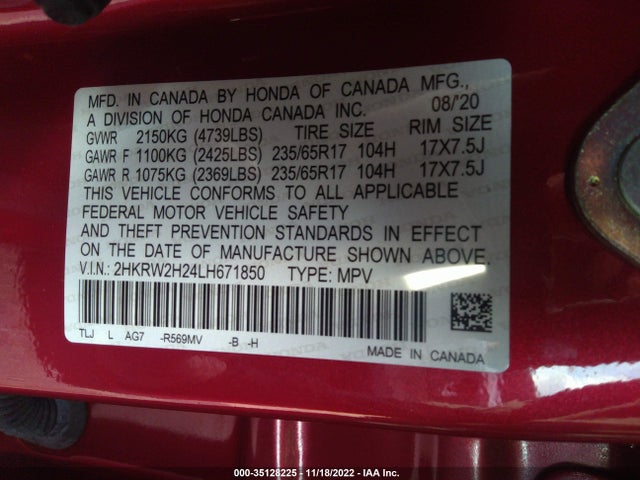 Honda CR-V LX 2020 2HKRW2H24LH671850 Image 9