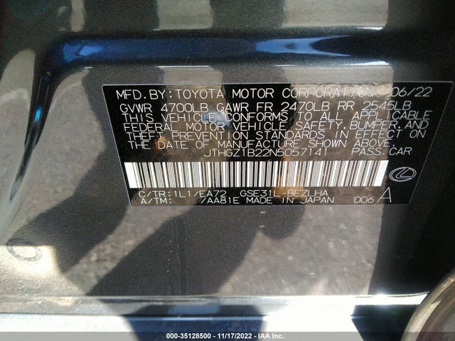 JTHGZ1B22N5057141 Lexus Is Is 350 F Sport