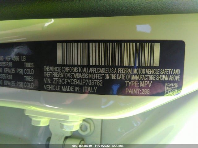2018 Fiat 500X, VIN: ZFBCFYCB4JP703782