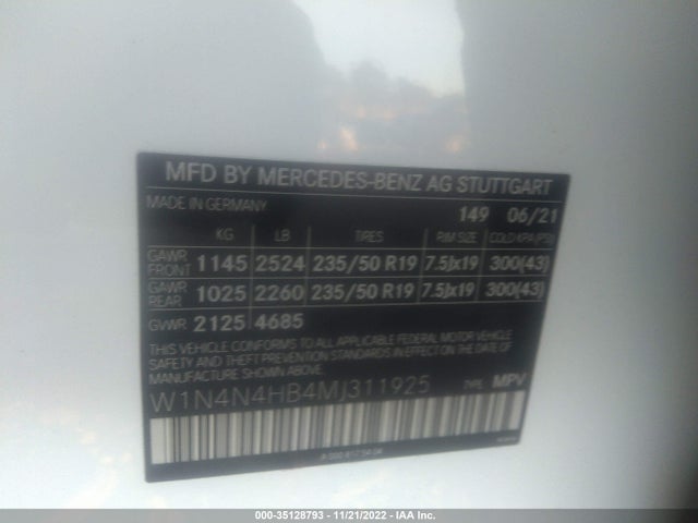 2021 Mercedes-Benz GLA-Class, VIN: W1N4N4HB4MJ311925
