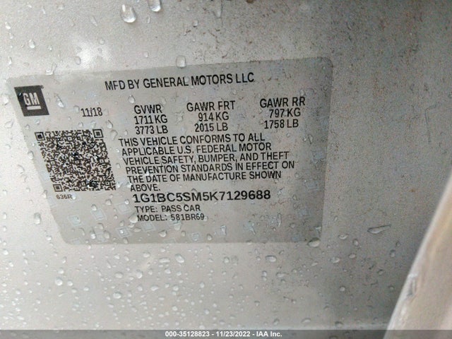 Chevrolet CRUZE LS 2019 1G1BC5SM5K7129688 Image 9