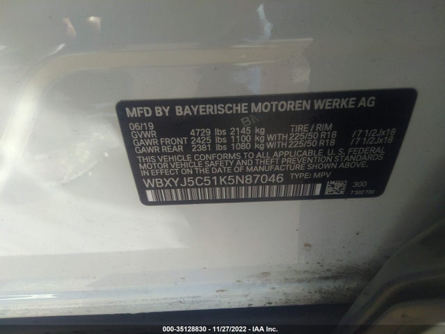 2019 BMW X2, VIN: WBXYJ5C51K5N87046