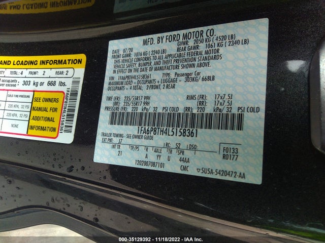 2020 Ford Mustang, VIN: 1FA6P8TH4L5158361