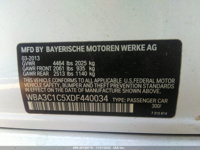 2013 BMW 3 SERIES 328I VIN: WBA3C1C5XDF440034