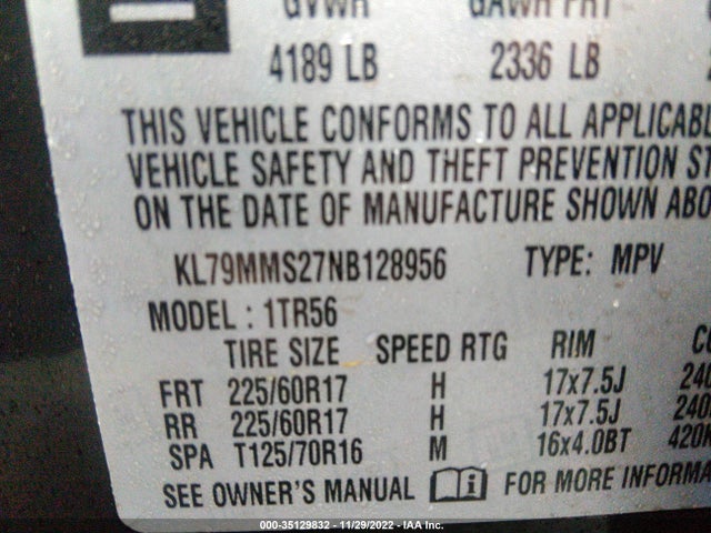2022 Chevrolet Trailblazer, VIN: KL79MMS27NB128956