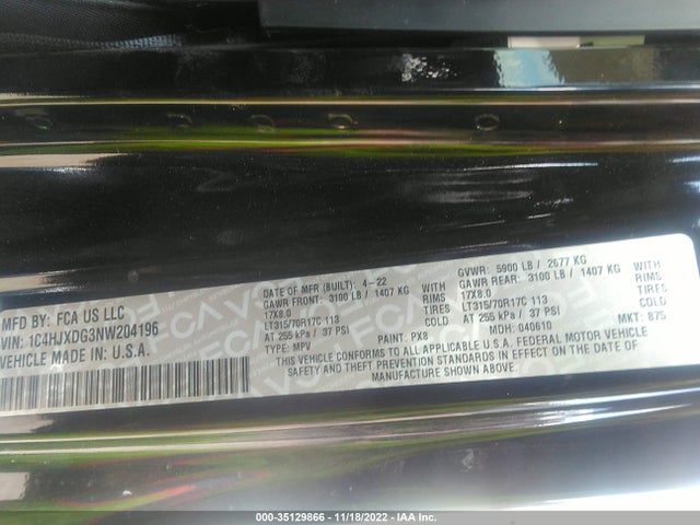 Продажа на аукционе авто 2022 Jeep Wrangler Unlimited High Tide, vin: 1C4HJXDG3NW204196, номер лота: 35129866