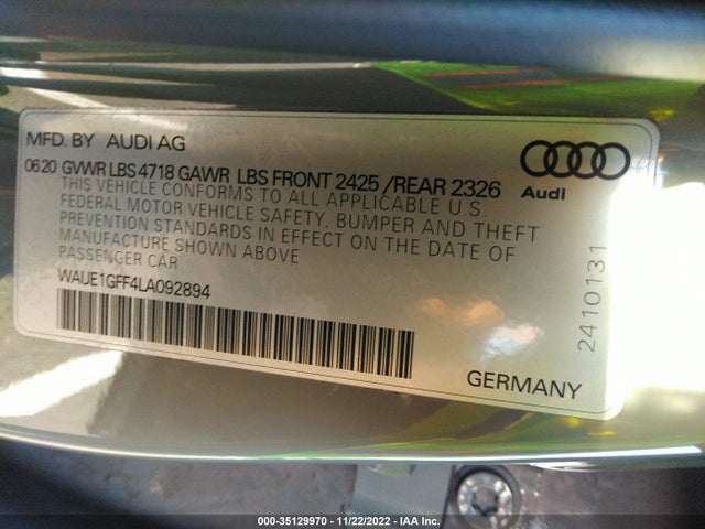 2020 Audi S3, VIN: WAUE1GFF4LA092894
