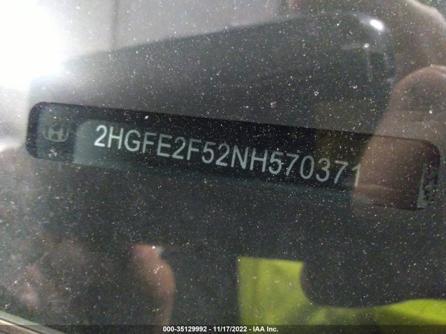 2022 HONDA CIVIC SEDAN SPORT VIN: 2HGFE2F52NH570371